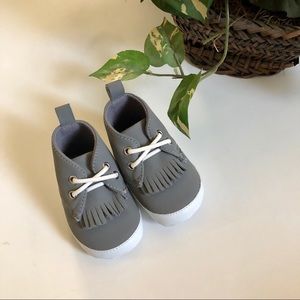 Grey & White Boy Tassel Fringe Moccasins Shoes